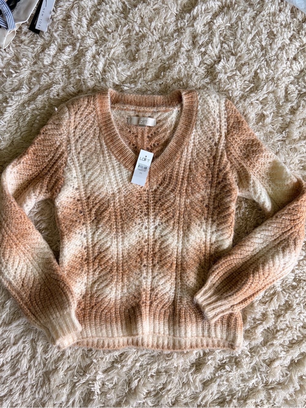 NWT LOFT Cable V-Neck Sweater